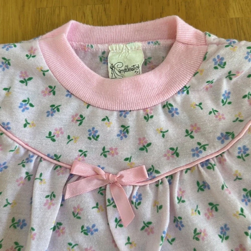 Vintage Pink Floral Girls Toddler Pajamas 3T See Measurements